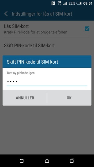 Bekræft din nye PIN-kode til SIM-kort og vælg OK