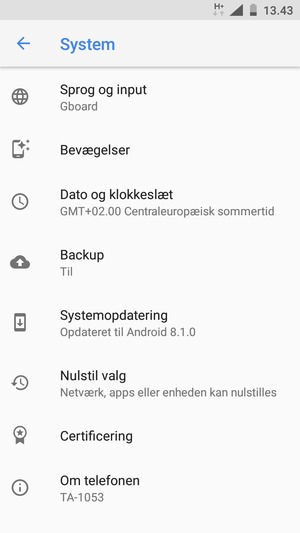 Vælg Systemopdatering