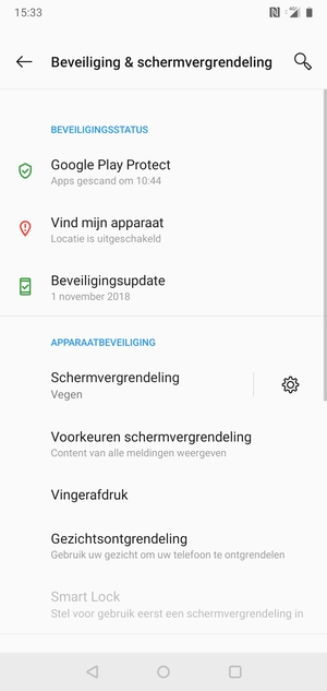 Om uw schermvergrendeling te activeren, ga naar het Beveiliging & schermvergrendeling-menu en selecteer Schermvergrendeling