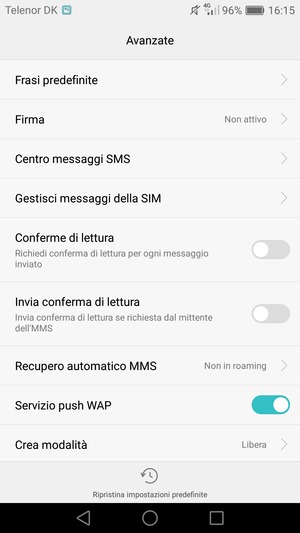 Seleziona Centro messaggi SMS