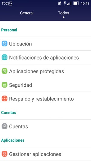 Desplácese y seleccione Cuentas