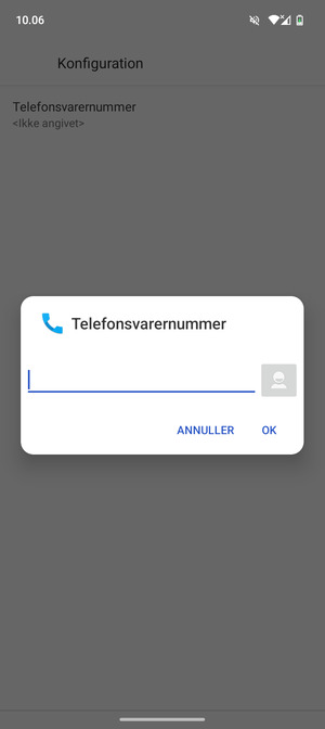 Indtast Telefonsvarernummer og vælg OK