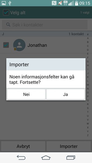 Velg Ja