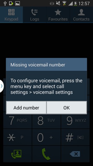 If your voicemail is not set up, select Add number