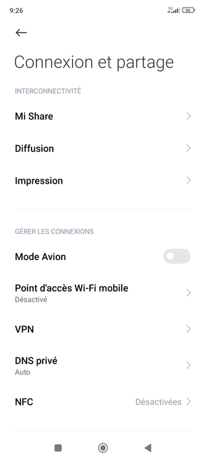 Sélectionnez Point d'accès Wi-Fi mobile