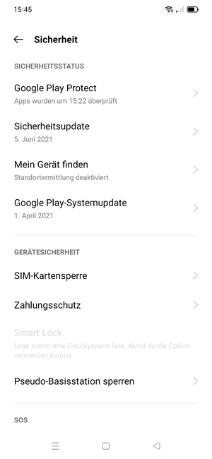 Scrollen Sie und wählen Sie SIM-Kartensperre