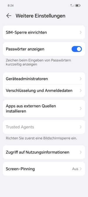 Wählen Sie SIM-Sperre einrichten