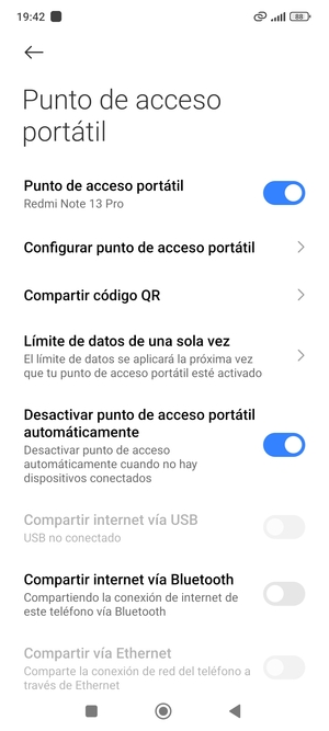 El teléfono ha sido configurado para su uso como módem