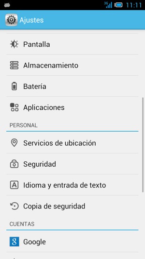 Desplácese y seleccione Seguridad