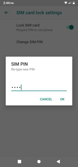 Confirm your new SIM PIN and select OK