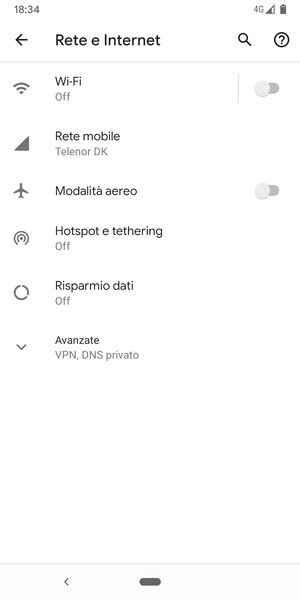 Seleziona Rete mobile