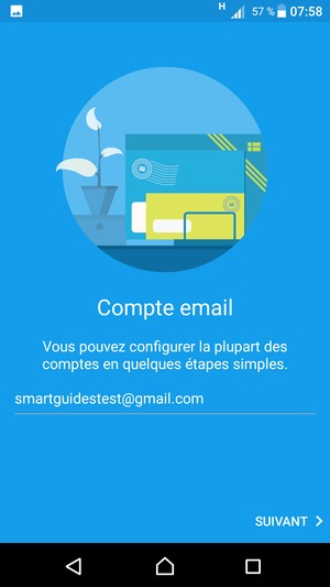 Saisissez votre adresse Gmail et sélectionnez SUIVANT