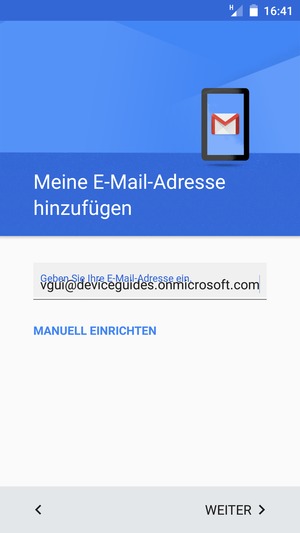 Geben Sie Ihre E-Mail-Adresse ein und wählen Sie MANUELL EINRICHTEN