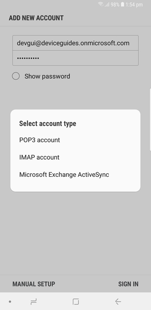 Select Microsoft Exchange ActiveSync