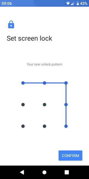 Draw the unlock pattern again and select CONFIRM
