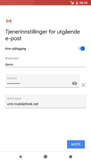 Skriv inn utgående serveradresse
