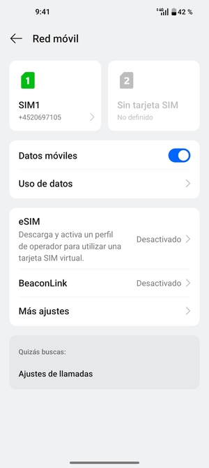Seleccione SIM1 o SIM2
