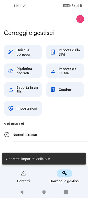 I tuoi contatti verranno salvati sul tuo account Google, e salvati sul tuo telefono la prossima volta che Google sarà sincronizzato.