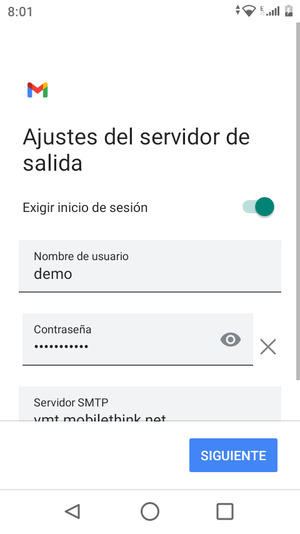 Introduzca la dirección de servidor saliente