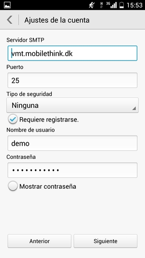 Introduzca la dirección de servidor saliente