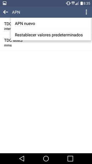 Seleccione Restablecer valores predeterminados