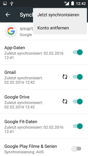 Wählen Sie Jetzt synchronisieren