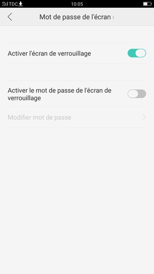 Activer le Activer le mot de passe de l'écran de verrouillage
