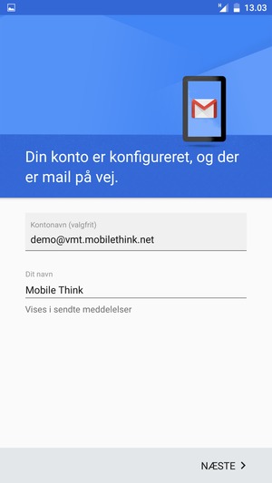 Giv din konto et navn og indtast dit navn. Vælg NÆSTE