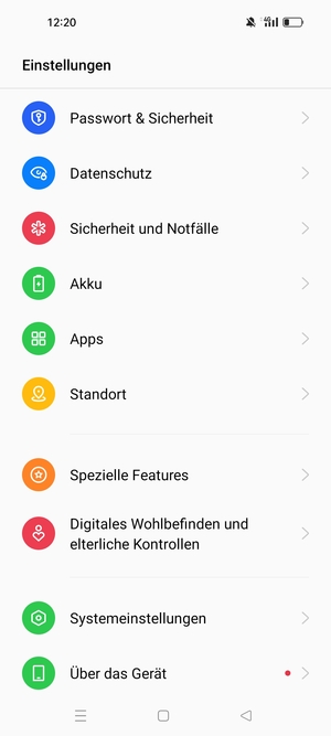 Scrollen Sie und wählen Sie Passwort & Sicherheit