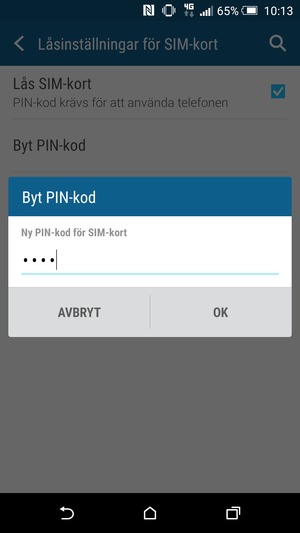 Ange din Ny PIN-kod för SIM-kort och välj OK
