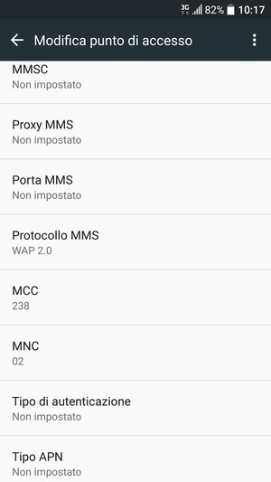 Scorri verso il basso e inserisci le informazioni di internet