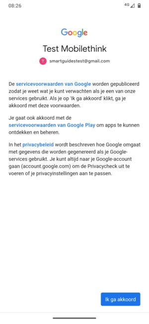 Selecteer Ik ga akkoord