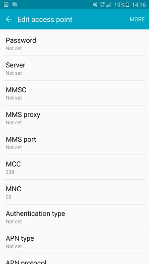 Scroll down and enter MMS information