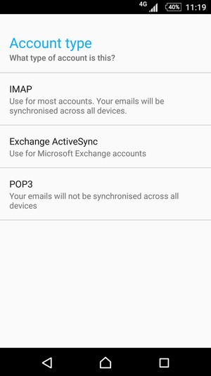 Select IMAP or POP3
