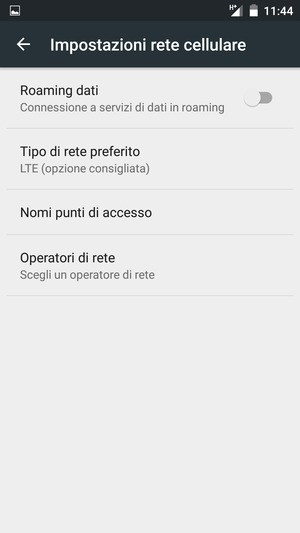 Seleziona Tipo di rete preferito