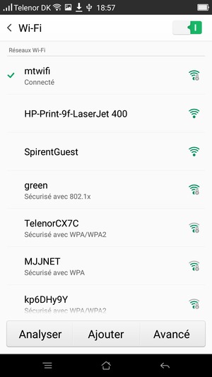 Vous êtes maintenant connecté au réseau Wi-Fi