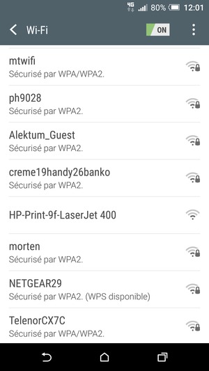 Sélectionnez le réseau sans fil auquel vous souhaitez vous connecter