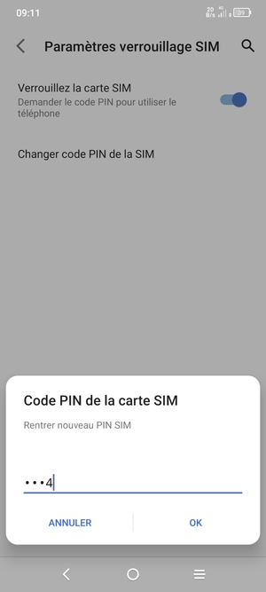 Veuillez confirmer votre nouveau code PIN de la carte SIM et sélectionner OK