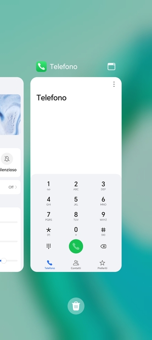 Seleziona l'icona Elimina per chiudere tutte le applicazioni in esecuzione