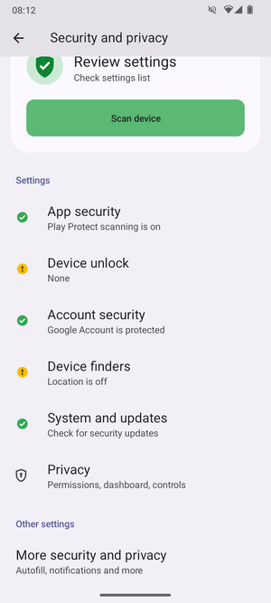 To change the PIN for the SIM card, go to the Security and provacy menu and   scroll to and select More security and privacy