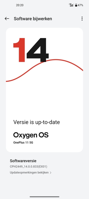 Als uw telefoon up-to-date is, zult u het volgende scherm zien