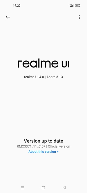 If your phone is up to date, you will see the following screen
