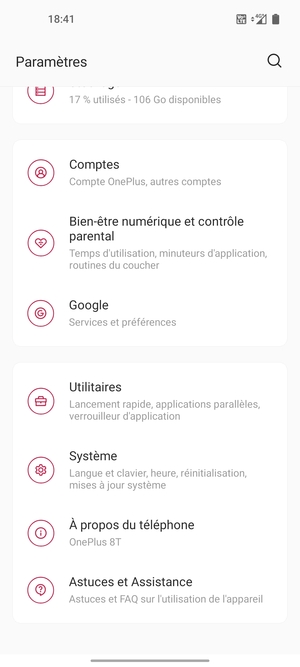 Faites défiler et sélectionnez Système