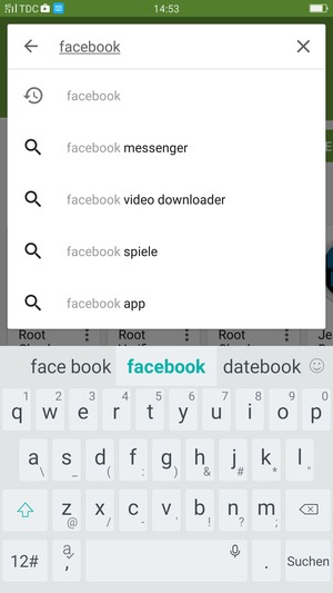 Geben Sie den Namen der App ein und wählen Sie Suchen