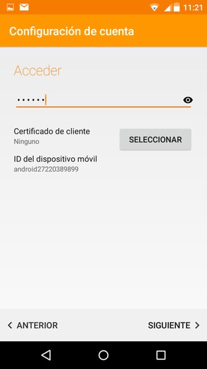 Introduzca su contraseña y seleccione SIGUIENTE