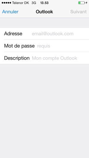 Saisissez les informations Gmail ou Hotmail et sélectionnez Suivant