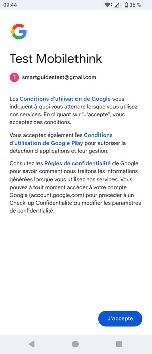 Sélectionnez J'accepte