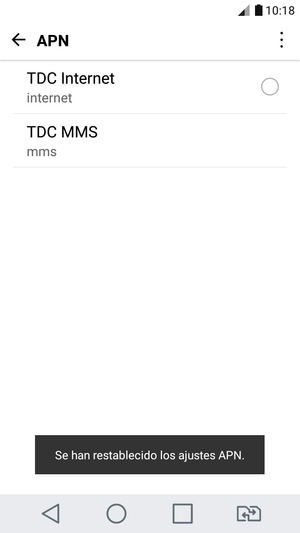 El teléfono se reiniciará con la configuración predeterminada de Internet y MMS
