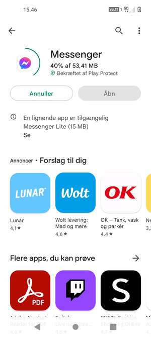 Afvent at installeringen er afsluttet