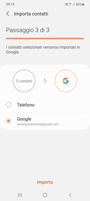 Seleziona Importa
